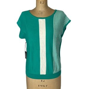 Callahan Sea Green Striped Nora Sleeveless Knit Top Size S